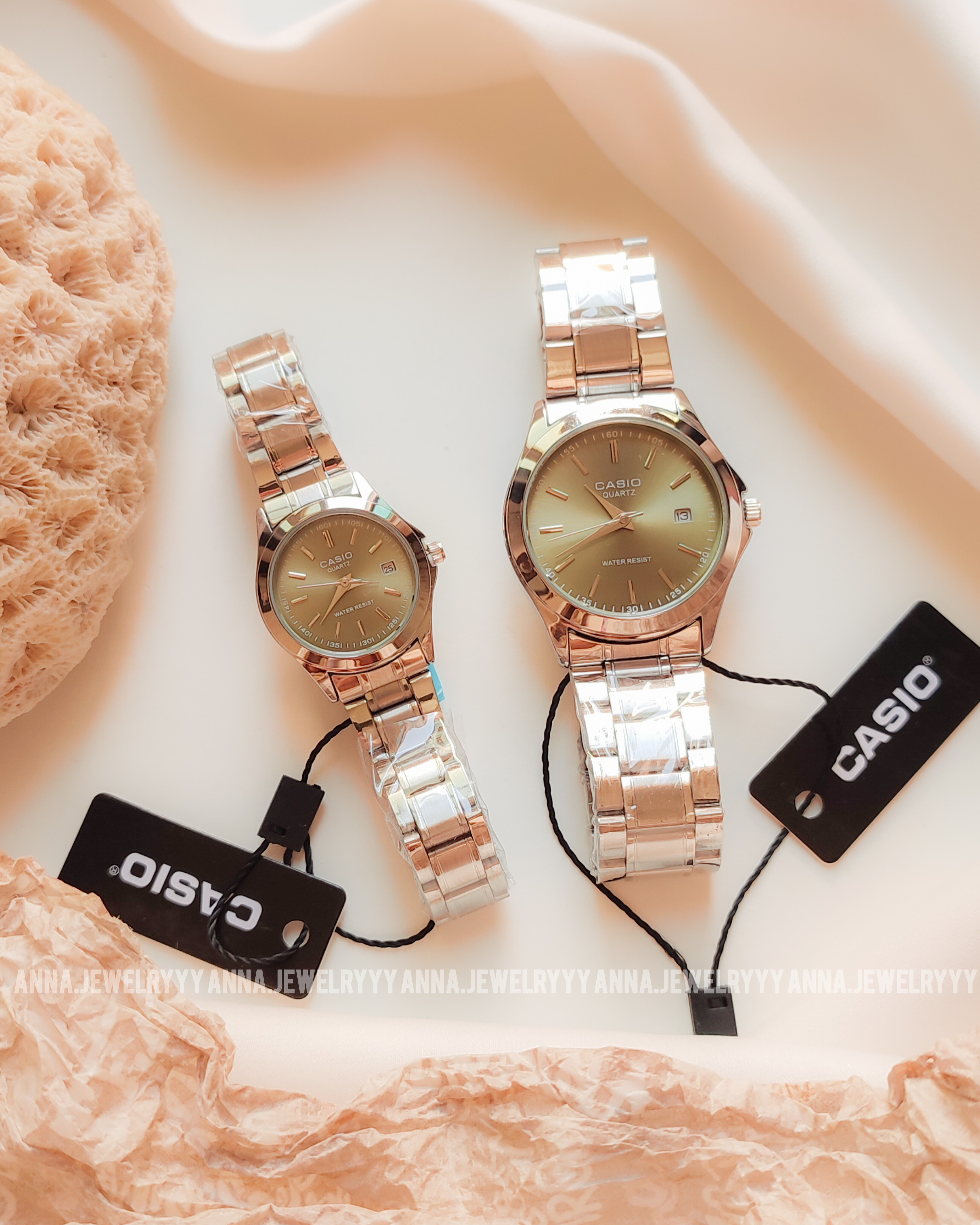 ست ساعت کاسیو تاریخدار سیلور صفحه زیتونی